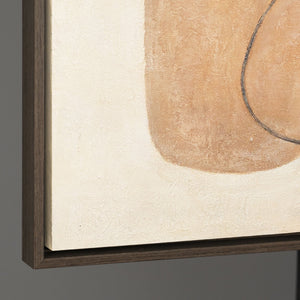 Modern painting in beige and grey with frame – Abstract art “Balance of contrasts”