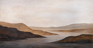 Acrylic Painting on Canvas "Gentle Sunrise" – Hand-Painted Landscape in Beige & Brown
