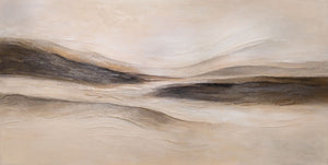 Gemälde auf Leinwand mit Rahmen „Spuren des Windes“ – Handgemalte Wandkunst in Naturtönen