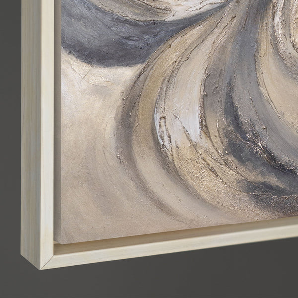 Abstraktes Wandbild auf Leinwand in Beige- und Grautönen
