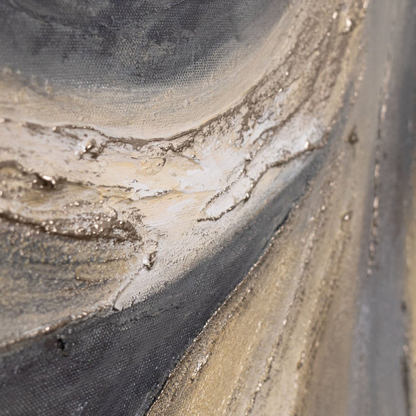 Abstraktes Leinwandbild mit dynamischer Bewegung in Sand