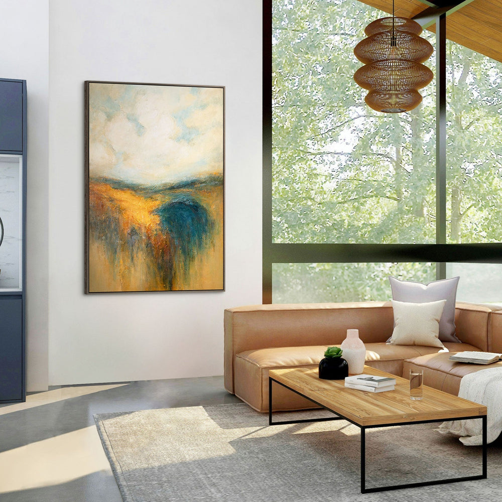 Hand-Painted Acrylic Painting "Golden Vastness" – Modern Wall Art in Natural Colors