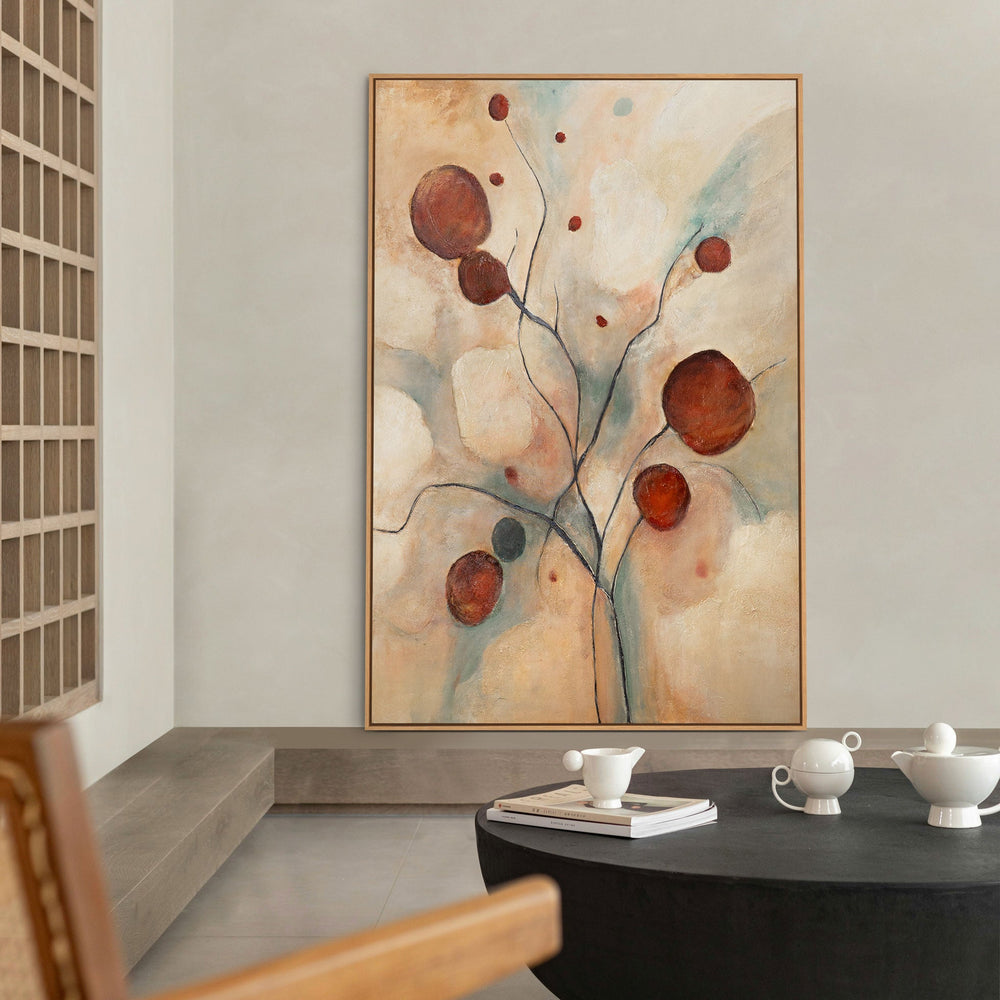 Abstract Canvas Painting "Scarlet Constellations" – Hand-Painted Art for Living Room