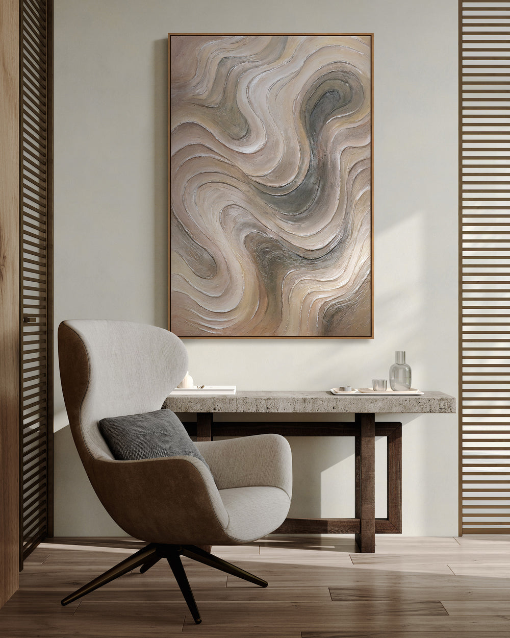 Modern Wall Art "Gentle Flow" – Hand-Painted Acrylic Painting on Canvas