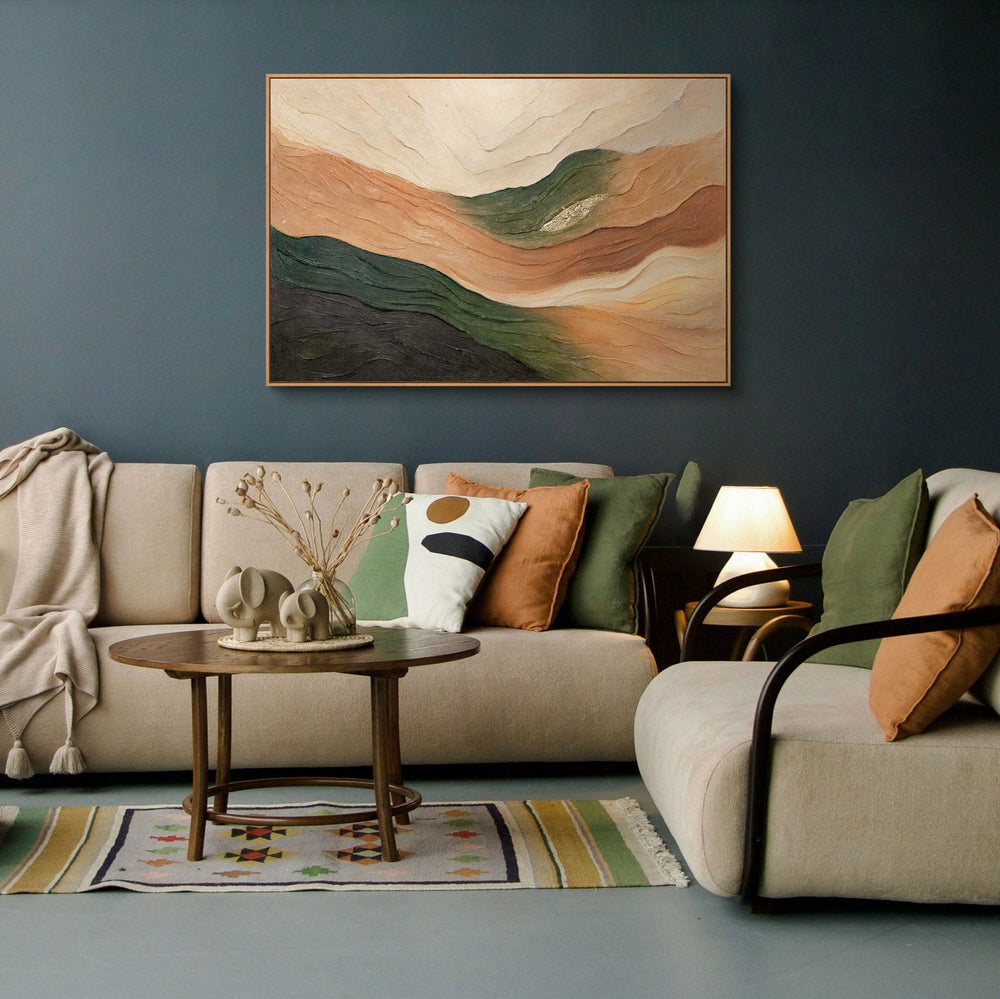Hand-Painted Painting "Waves of the Horizon" – Abstract Landscape in Natural Tones