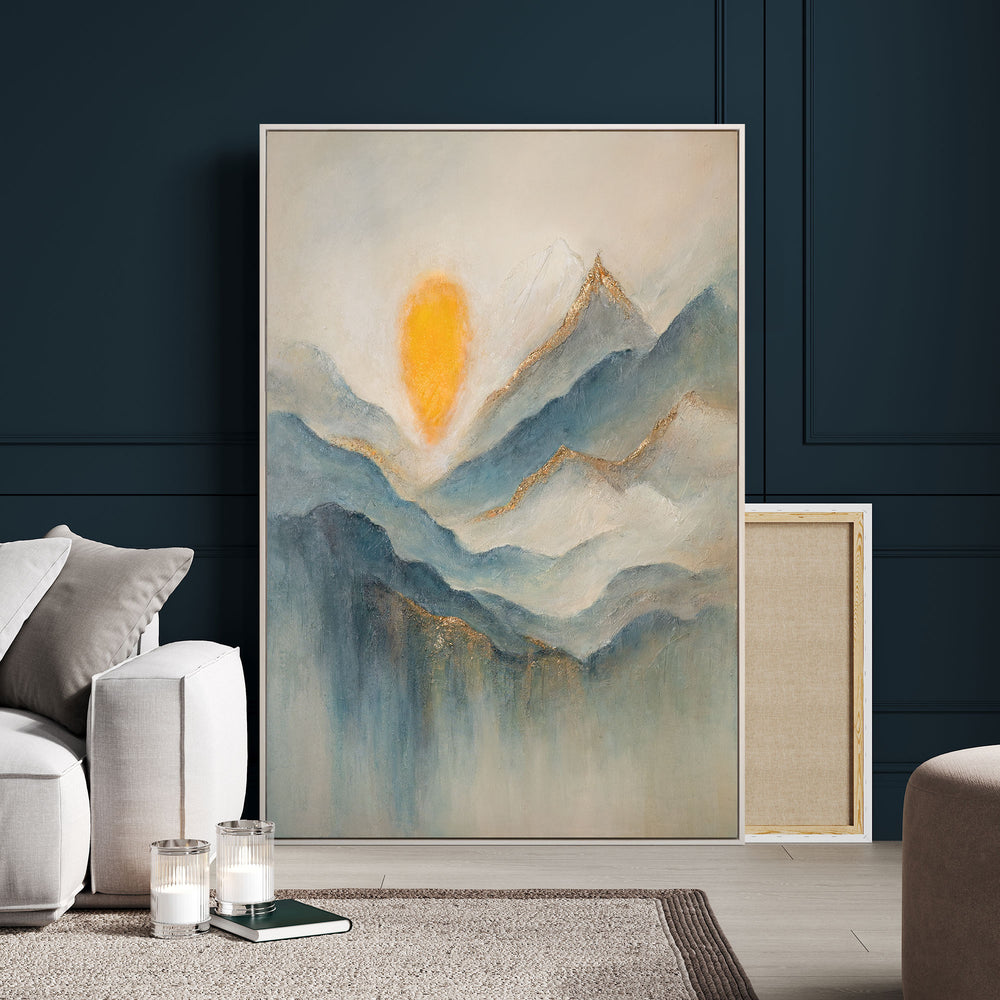 Hand-Painted Acrylic Painting on Canvas "Dawn in the Clouds" – Modern Wall Art
