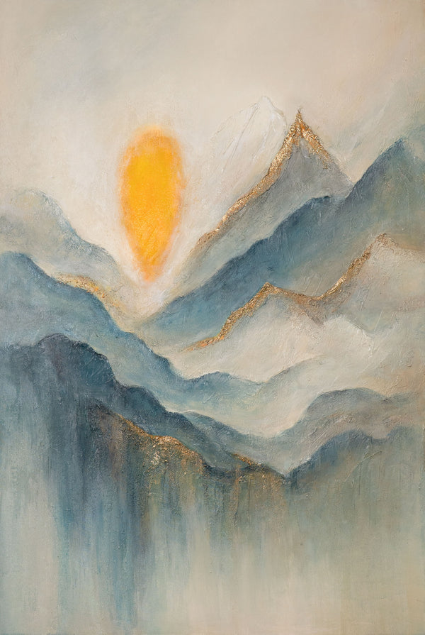 Hand-Painted Acrylic Painting on Canvas "Dawn in the Clouds" – Modern Wall Art
