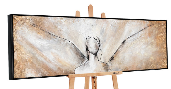 Handmade Abstract Angel Painting on Canvas with Frame 'Beauty' – Elegant Wall Art for Modern Spaces