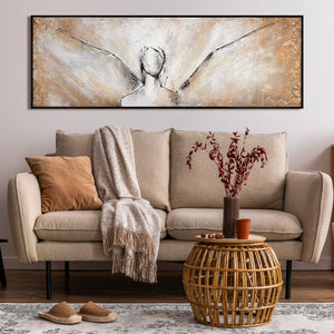 Handmade Abstract Angel Painting on Canvas with Frame 'Beauty' – Elegant Wall Art for Modern Spaces