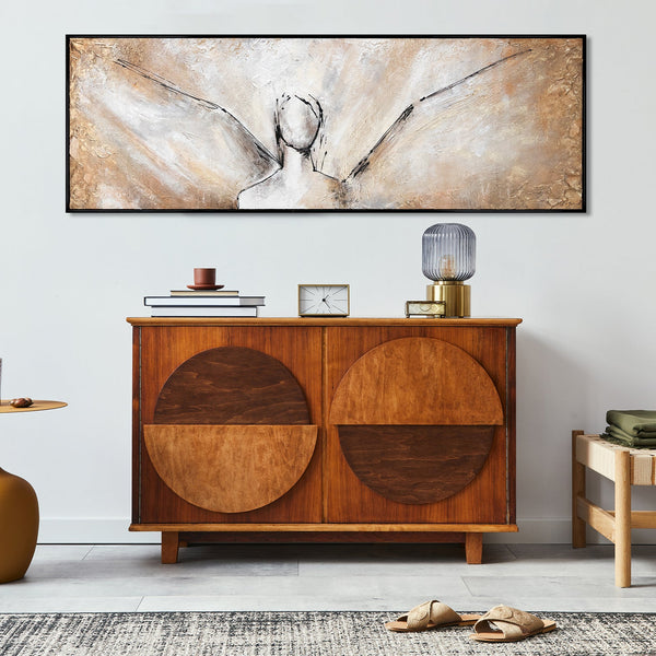 Handmade Abstract Angel Painting on Canvas with Frame 'Beauty' – Elegant Wall Art for Modern Spaces