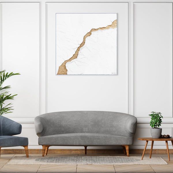 "Handmade Original Painting with Frame 'The Flood' – Canvas Art Decor for Living Room"