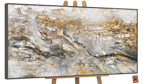 "Handmade Acrylic Painting with Grey Frame 'Glow' – Modern Abstract Home Decor"