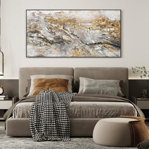 "Handmade Acrylic Painting with Grey Frame 'Glow' – Modern Abstract Home Decor"