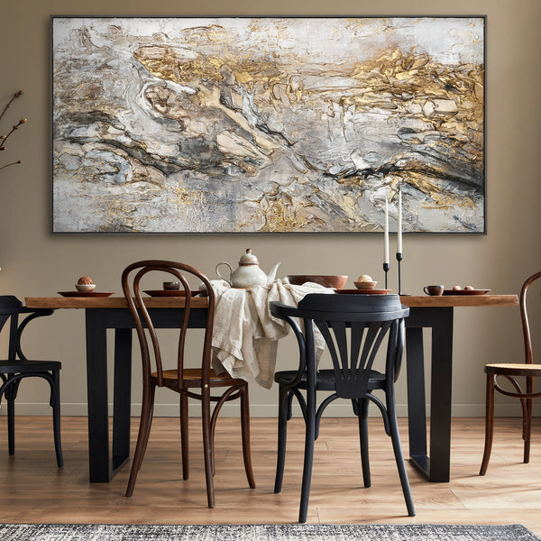 "Handmade Acrylic Painting with Grey Frame 'Glow' – Modern Abstract Home Decor"