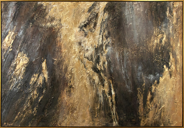 Abstract gold wall art with frame "Reflections III"