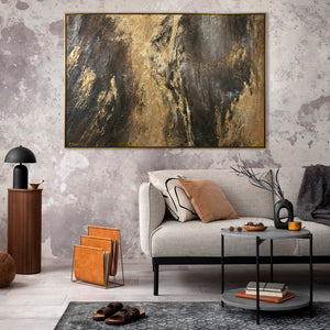 "Spiegelungen III" Hand-Painted Modern Art – Abstract Canvas Painting with Frame