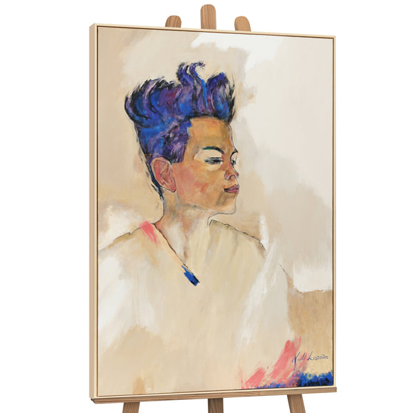 "Schiele" Hand-Painted Portrait Art – Modern Framed Canvas Painting