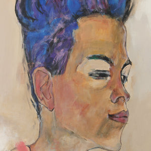 "Schiele" Hand-Painted Portrait Art – Modern Framed Canvas Painting
