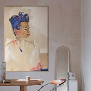 "Schiele" Hand-Painted Portrait Art – Modern Framed Canvas Painting