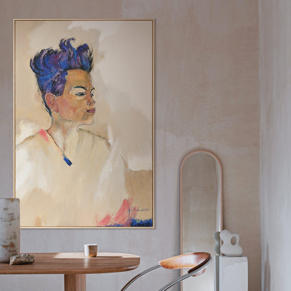 "Schiele" Hand-Painted Portrait Art – Modern Framed Canvas Painting
