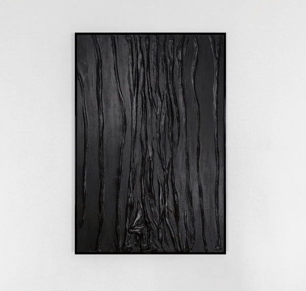 Black textured acrylic painting with frame "Velvet"