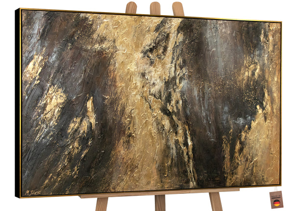 "Spiegelungen III" Hand-Painted Modern Art – Abstract Canvas Painting with Frame