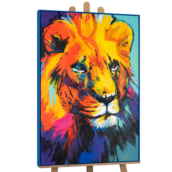 Colorful Abstract Art "Majesty in Color" – Modern Lion Portrait on Canvas