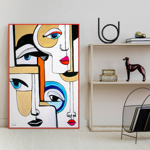 Large framed wall art for living room "Geometry Game"