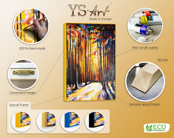 Textured acrylic painting with frame "Harmony of the forest"