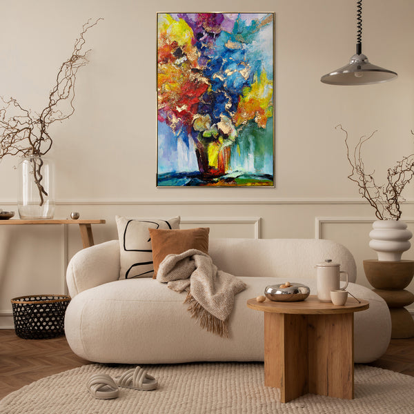Framed abstract flower painting "Sunflower bouquet"