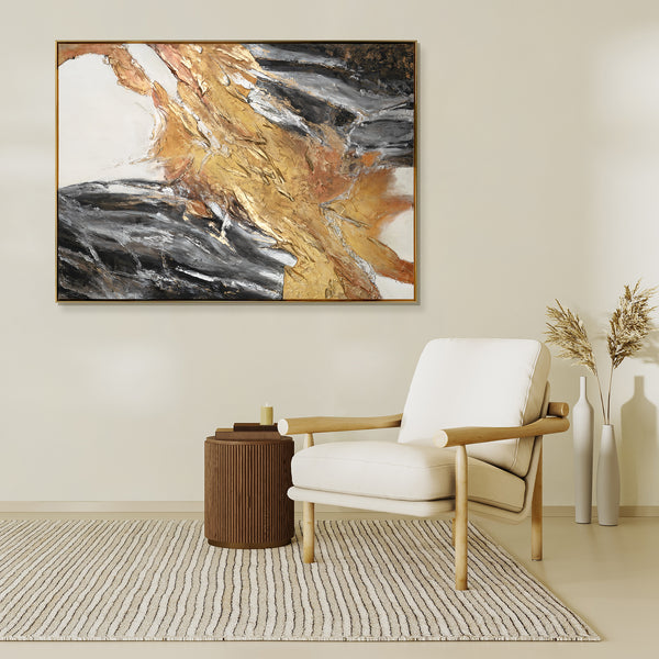 Luxury Gold Painting "Golden Horizon" – Modern Abstract Canvas with Earthy Tones