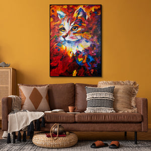 Wandansicht mit Katze in modernem Interieur
