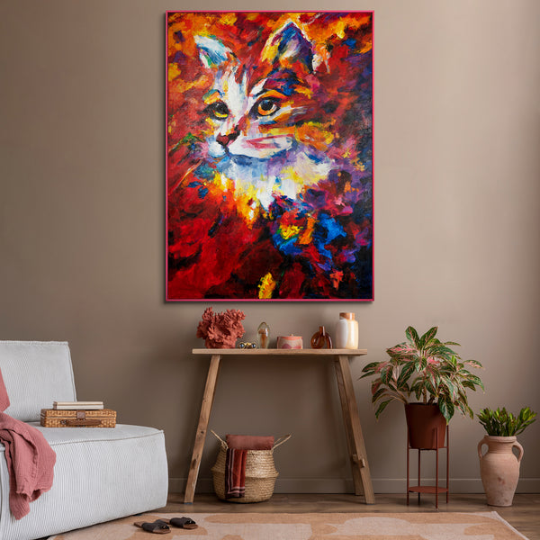 Canvas wall art with frame "Abstract cat"