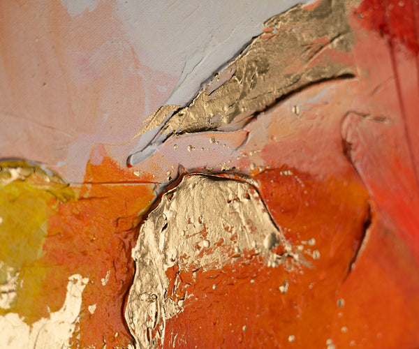 Framed abstract painting for living room "Orange explosion"