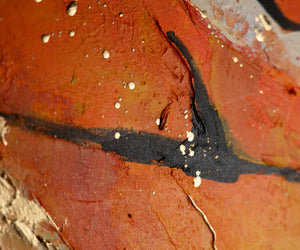 Framed abstract painting for living room "Orange explosion"