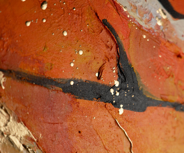 Framed abstract painting for living room "Orange explosion"