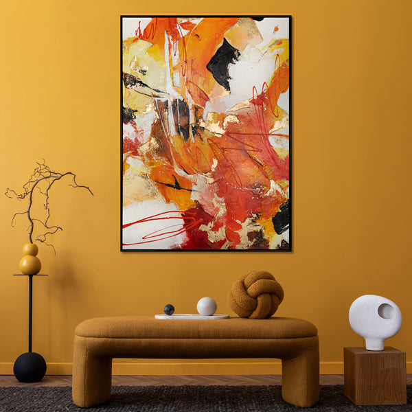Colorful Abstract Art "Fiery Motion" – Textured Acrylic Canvas Painting