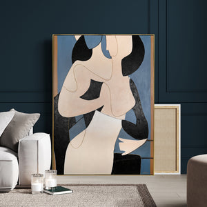 Large abstract wall art with frame "Intertwining"