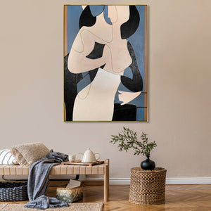 Large abstract wall art with frame "Intertwining"