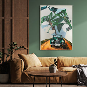 Framed textured painting on canvas "Adventure"