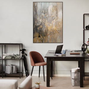 Hand-painted pictures on canvas "Golden Horizons" with frame for wall decoration living room