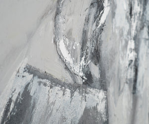 "Contrasting Reflections" Black White Art Hand-Painted Abstract Canvas Artwork with Frame 
