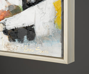 Unique Hand-Painted City Art "Sunshine Houses" – Canvas Painting with Golden Details