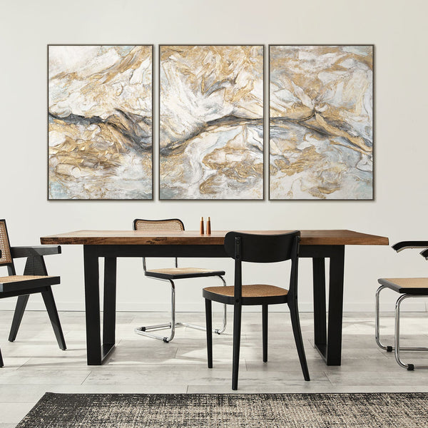 Triptych art with grey frame "Abstract Patterns"
