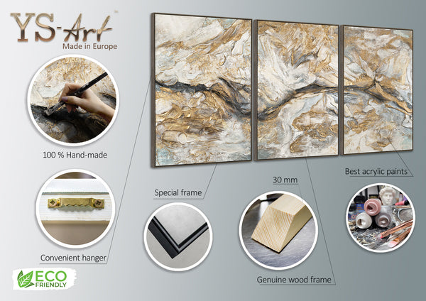 Triptych art with grey frame "Abstract Patterns"
