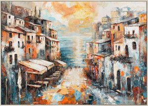 Exclusive Canvas „City by the Sea“ – Hand-Painted Maritime Original