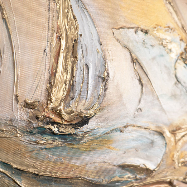 Nahaufnahme mit Struktur – Segel in Beige und Gold