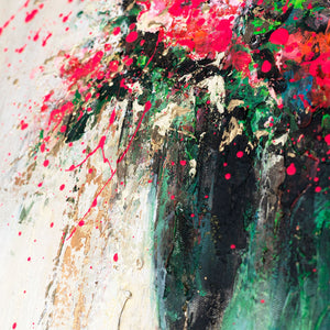 Modern Canvas Painting "Flower Silhouettes" – Abstract Art with Gold Frame
