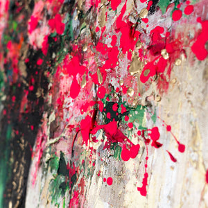 Modern Canvas Painting "Flower Silhouettes" – Abstract Art with Gold Frame
