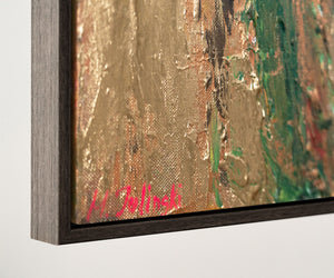 Modern Canvas Painting "Flower Silhouettes" – Abstract Art with Gold Frame
